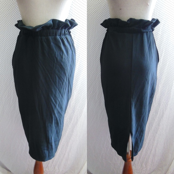 NEW KATIE MAY Black Knit RUFFLE WAIST Always Trending PENCIL Pocket SKIRT S - Picture 4 of 16